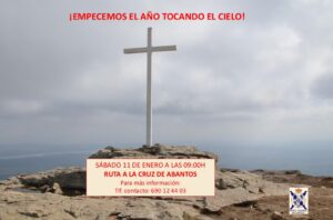 Cartel con la cruz de abantos y los detalles de la subida al monte